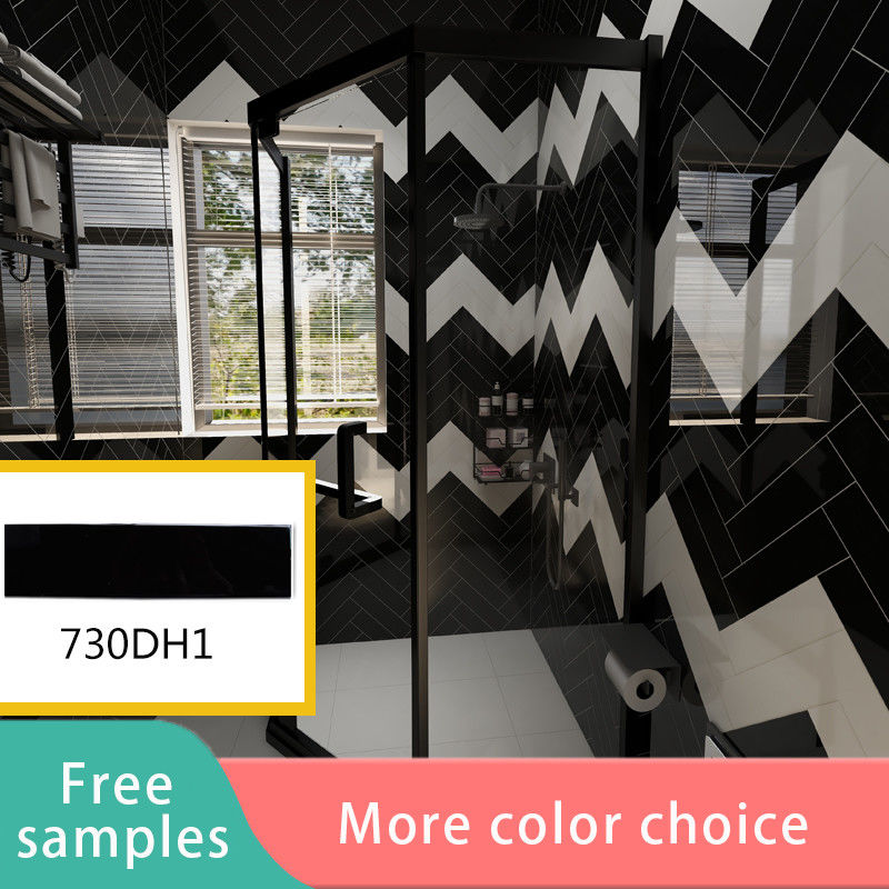 7.5x30cm/ 3*12 Inches Pure Black Color Subway Tile Backsplash For Kitchen / Shower Room Wall Decor