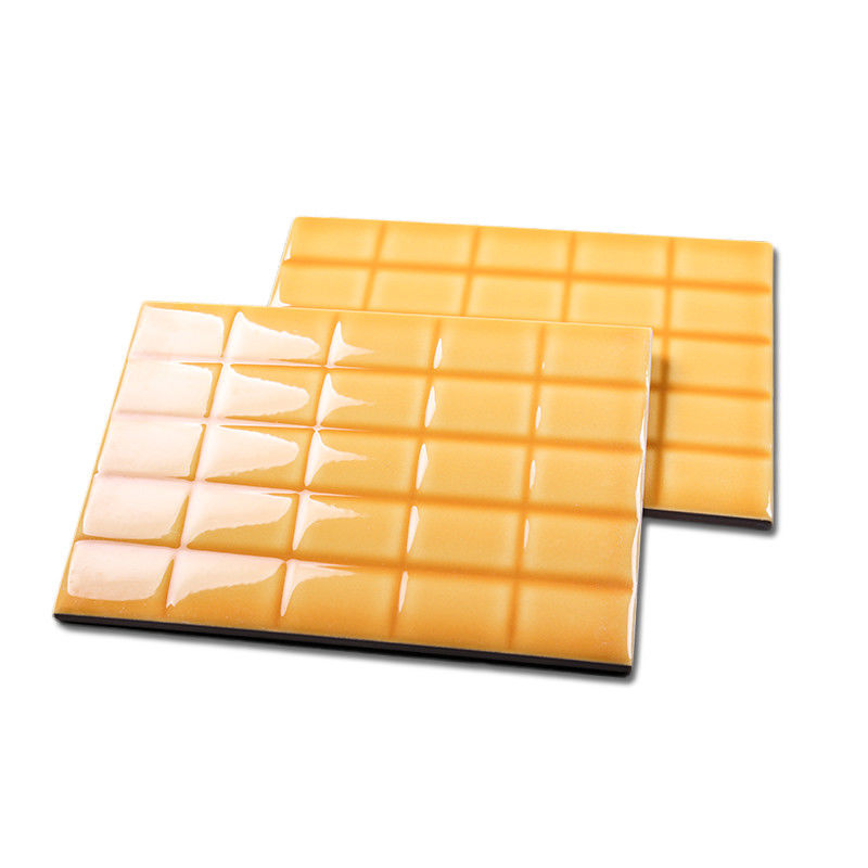 Dining Room Glossy Ceramic Subway Tile Acid Resistant Chrome Yellow Color