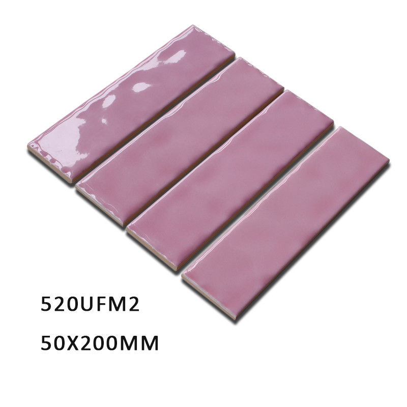 50x200mm/2x8 Inches Purple Decorative Ceramic Subway / Metro Tiles For Wall