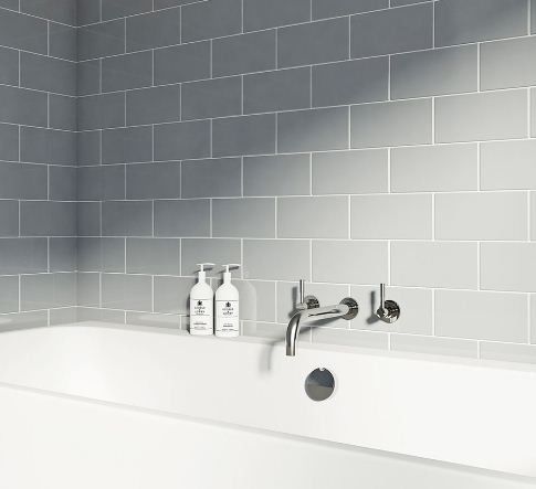3x6 Inch 7.5x15cm Waterproof Glazed Tile , Smoke Grey Bathroom Ceramic Tile