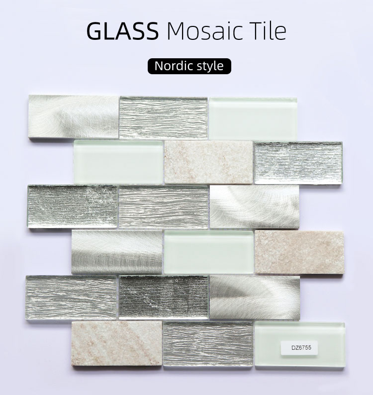 Bathroom and Kitchen Wall Decoration Glossy Glass Mosaic Tile
