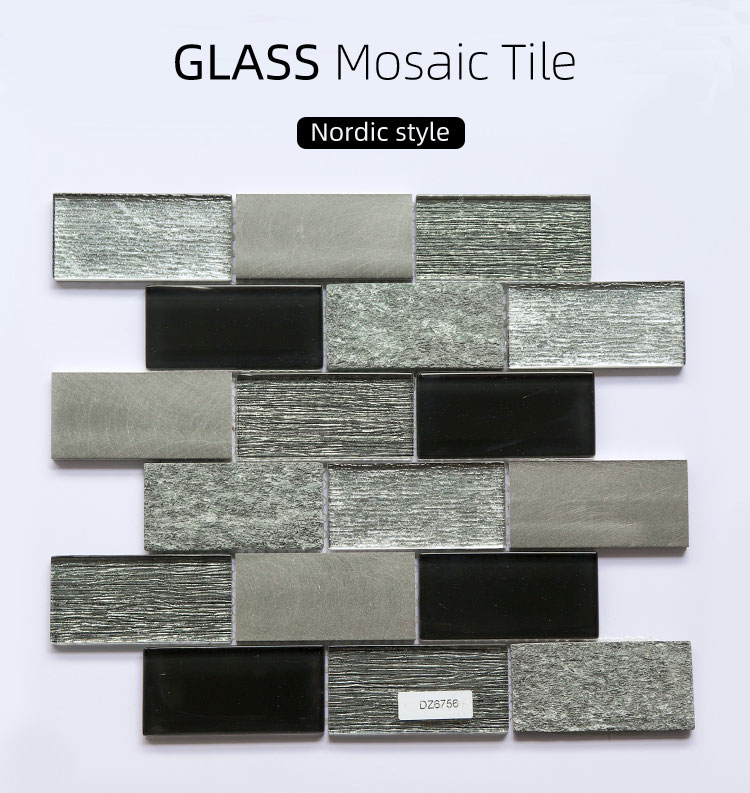 New Design Dark Grey Metallic Glass Mosaic Tile for Backsplash Wall