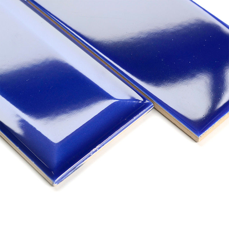 Treasure Blue Colorful Wall Tiles 75mm X 150mm Bevelled Edge 7mm Thickness