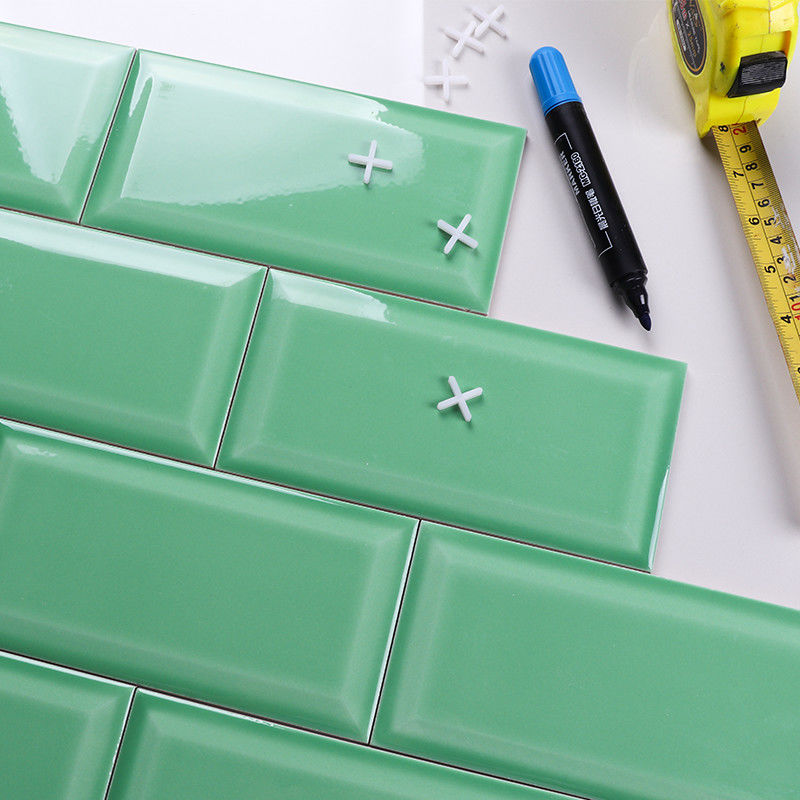 Green High Gloss Subway Tile 4x8 Glass Mosaic Tiles For Bathroom Interior