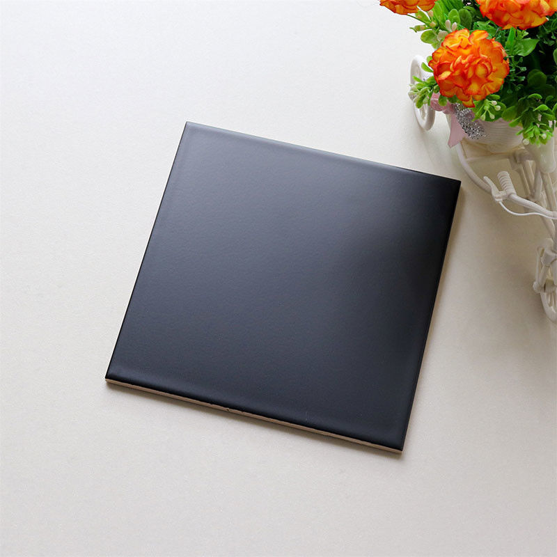 Ceramic Bathroom Black Glossy Floor Tiles 200X200 Strong Stain Resistance