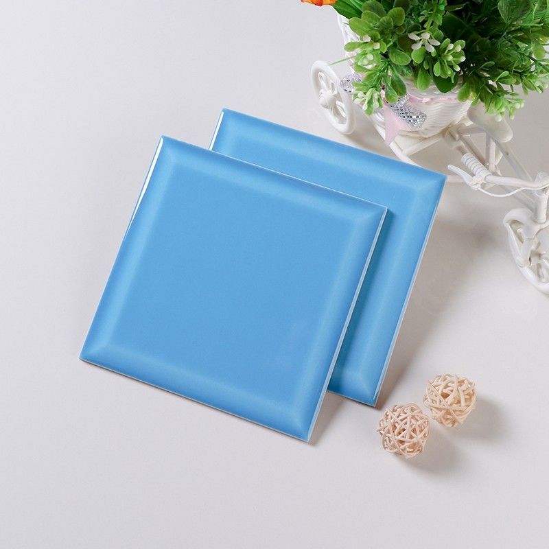 Smooth Glazed Ceramic Wall Tiles Slip Resistance , Sky Blue Subway Tile 6" X 6"