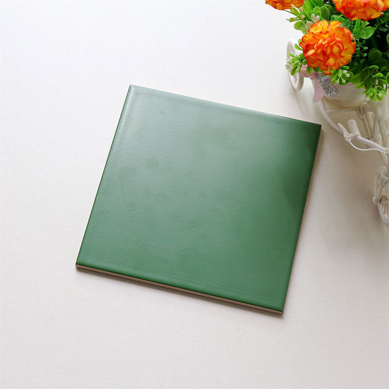 8x8 Ceramic Gloss Wall Tiles Glazed Surface Treatment Dark Green Design